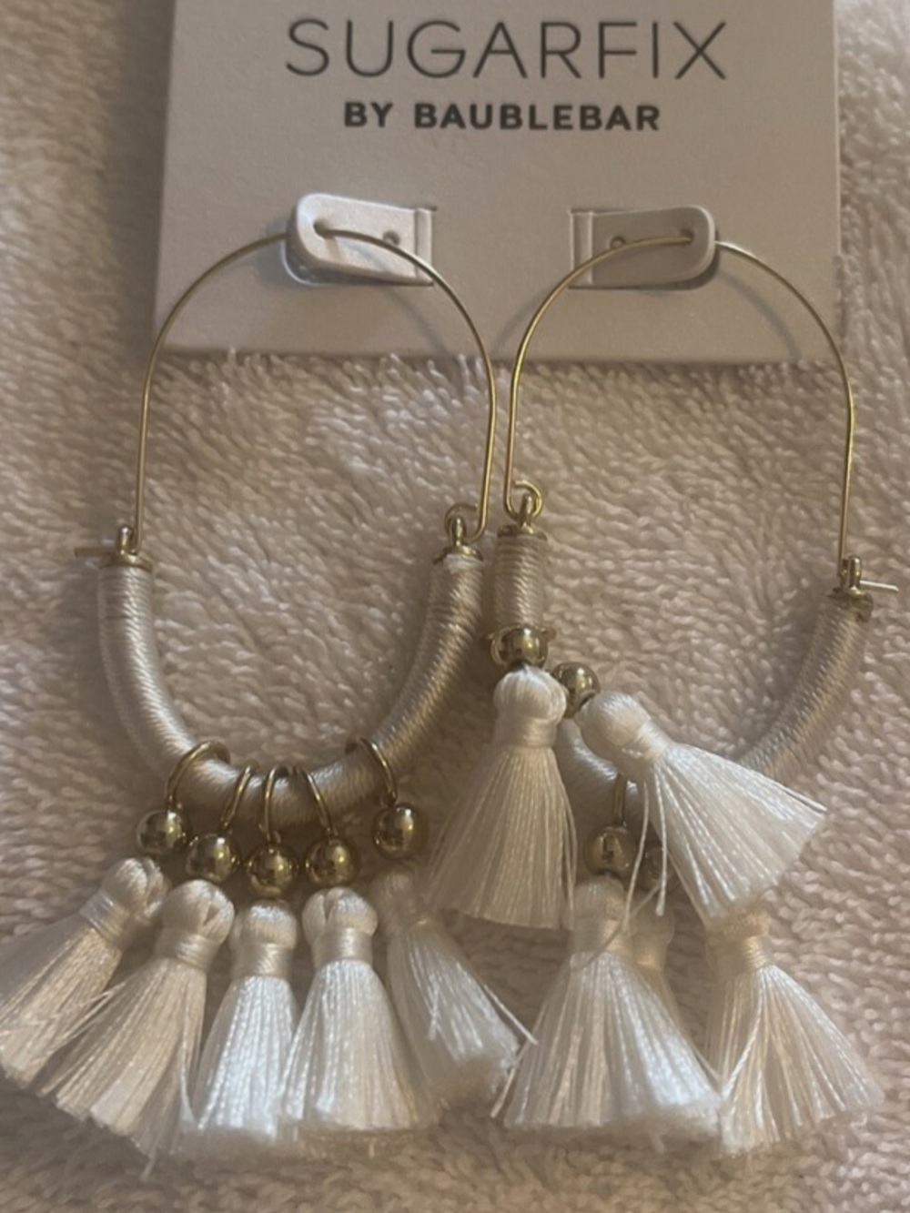 SUGARFIX by BaubleBar Women’s Fringe Tassel Bold Statement White Gold Earrings - Picture 7 of 7